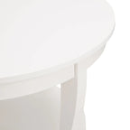 Table basse ronde beige/blanche avec étagère de rangement ouverte, 76x76x46 cm