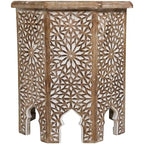Table d'appoint octogonale, marron et blanc brossé, simple