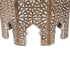Table d'appoint octogonale, marron et blanc brossé, simple