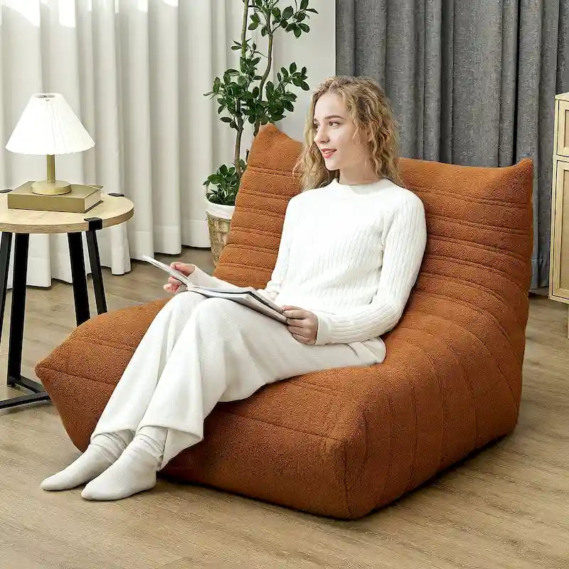 Fauteuil de sol en polaire marron "Teddy", 1 place