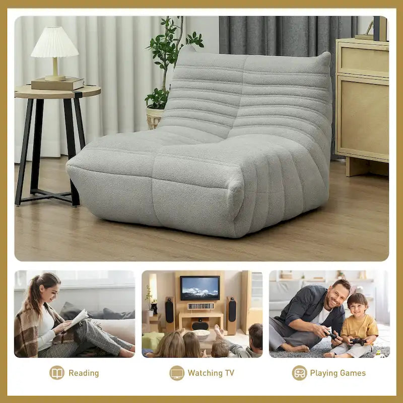 Fauteuil de sol en polaire marron "Teddy", 1 place