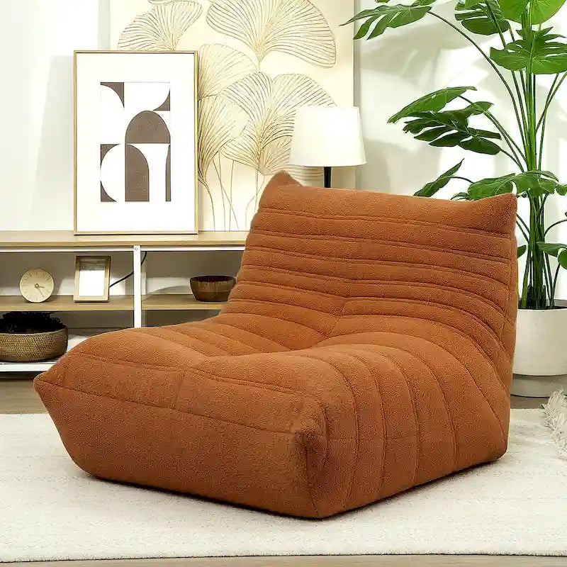Fauteuil de sol en polaire marron "Teddy", 1 place