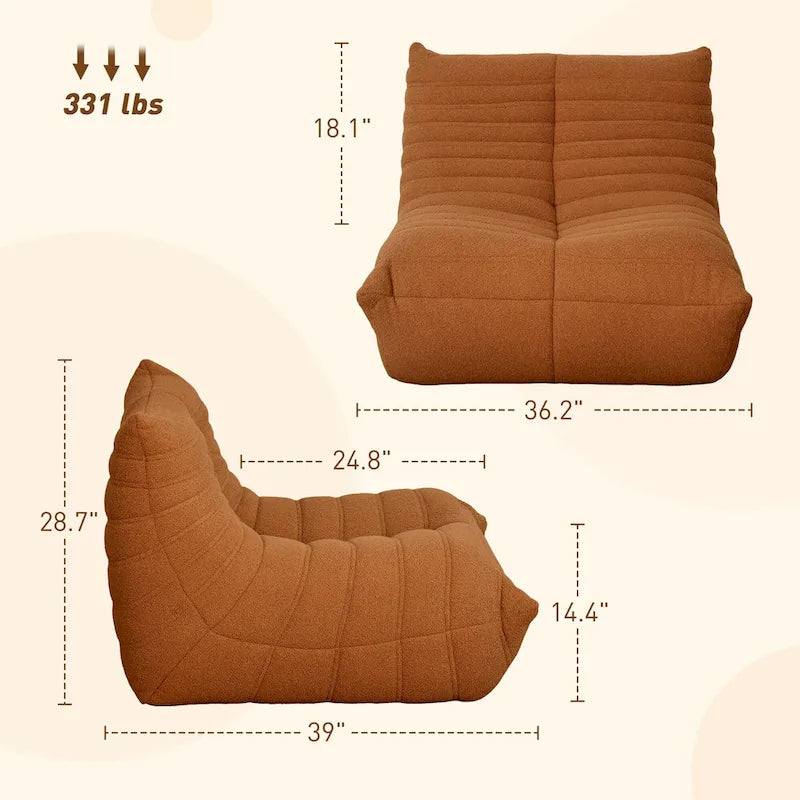Fauteuil de sol en polaire marron "Teddy", 1 place