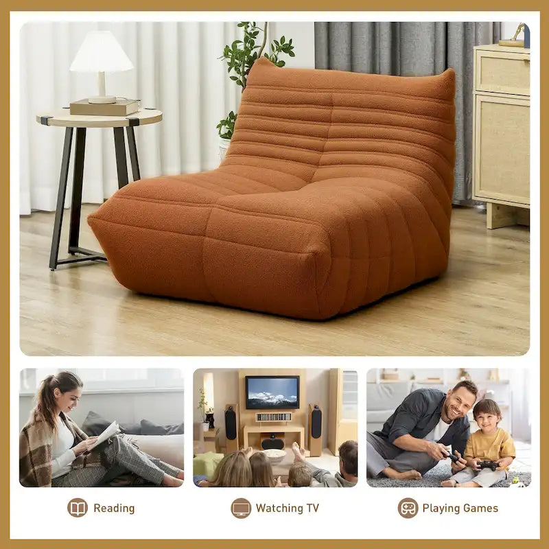 Fauteuil de sol en polaire marron "Teddy", 1 place