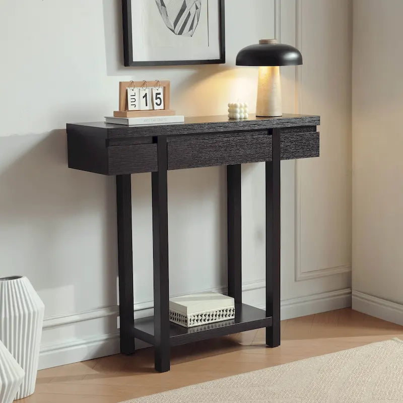 Console en bois expresso avec tiroir et étagère
