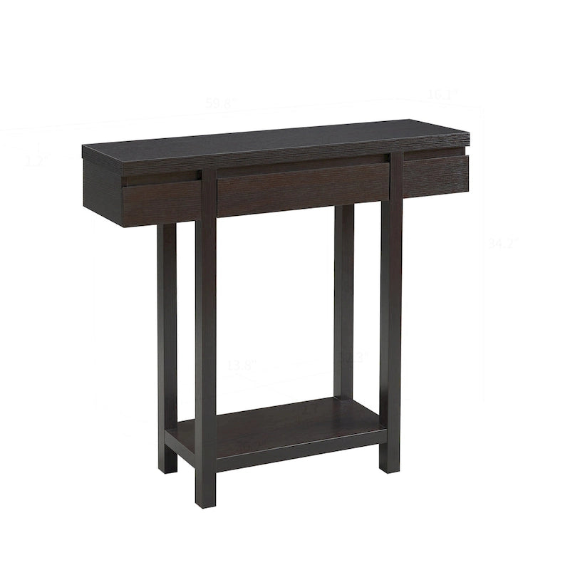 Console en bois expresso avec tiroir et étagère
