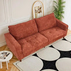 Causeuse de style moderne avec accoudoirs carrés de 208 cm de largeur en tissu chenille avec ports USB
