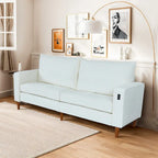 Causeuse de style moderne avec accoudoirs carrés de 208 cm de largeur en tissu chenille avec ports USB