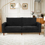Causeuse de style moderne avec accoudoirs carrés de 208 cm de largeur en tissu chenille avec ports USB