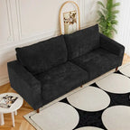 Causeuse de style moderne avec accoudoirs carrés de 208 cm de largeur en tissu chenille avec ports USB