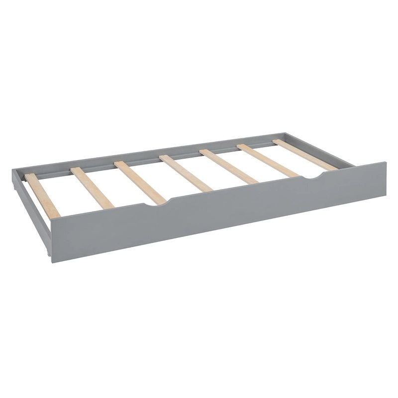 Lit de repos blanc pleine grandeur avec lit gigogne double, étagères de rangement et armoire, pour 2 personnes