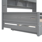 Lit de repos blanc pleine grandeur avec lit gigogne double, étagères de rangement et armoire, pour 2 personnes