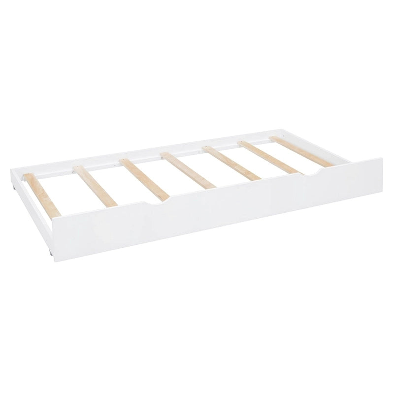 Lit de repos blanc pleine grandeur avec lit gigogne double, étagères de rangement et armoire, pour 2 personnes