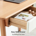 Bureau d'ordinateur en bois massif - Grand bureau de 120 cm avec 2 tiroirs