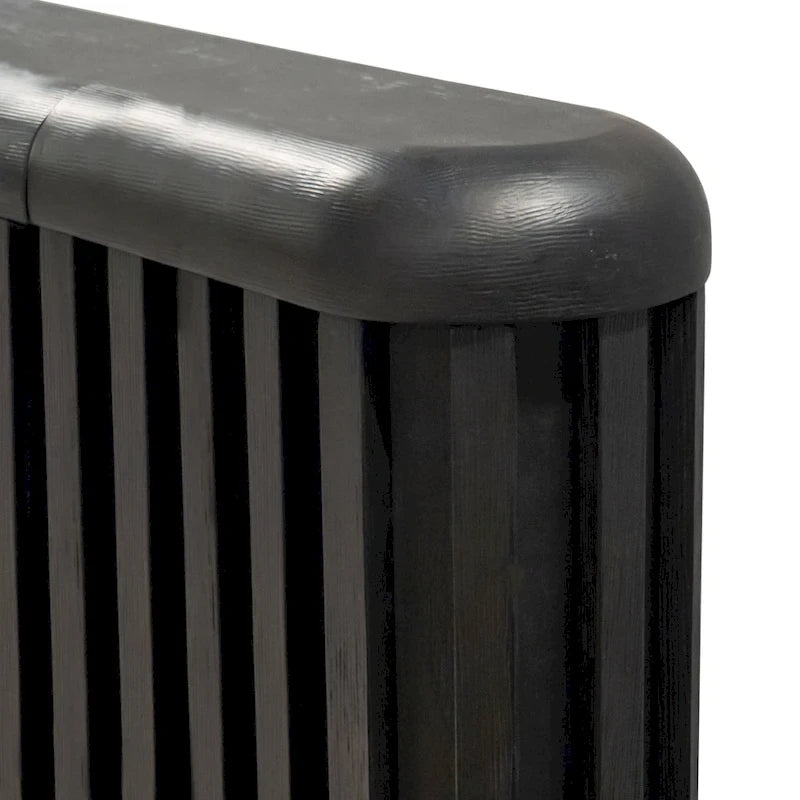 Lit à panneau cannelé en bois massif noir moderne Caelan I de Furniture of America