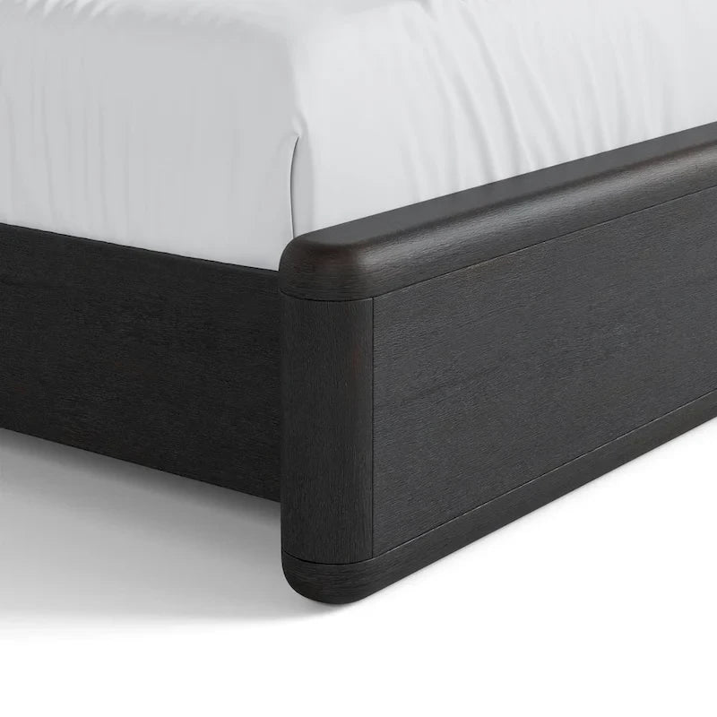 Lit à panneau cannelé en bois massif noir moderne Caelan I de Furniture of America