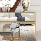 Coiffeuse miroir argentée avec 7 tiroirs, 1 place