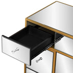 Coiffeuse miroir argentée avec 7 tiroirs, 1 place