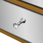 Coiffeuse miroir argentée avec 7 tiroirs, 1 place