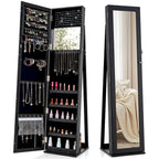 Armoire à bijoux miroir Costway, meuble de rangement vertical verrouillable – Noir – Voir les détails