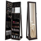 Armoire à bijoux miroir Costway, meuble de rangement vertical verrouillable – Noir – Voir les détails