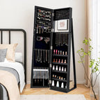 Armoire à bijoux miroir Costway, meuble de rangement vertical verrouillable – Noir – Voir les détails