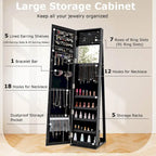 Armoire à bijoux miroir Costway, meuble de rangement vertical verrouillable – Noir – Voir les détails