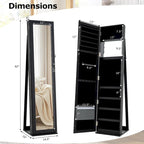 Armoire à bijoux miroir Costway, meuble de rangement vertical verrouillable – Noir – Voir les détails