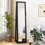 Armoire à bijoux miroir Costway, meuble de rangement vertical verrouillable – Noir – Voir les détails