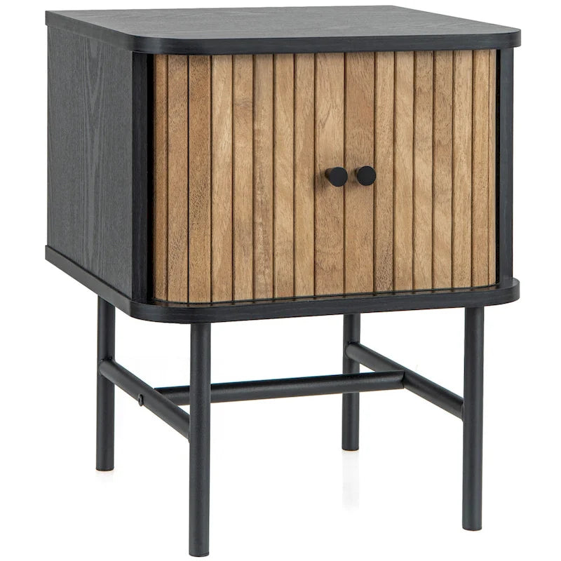Gymax Lot de 2 tables de chevet compactes et modernes avec tiroir coulissant