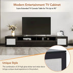 Meuble TV noir à assembler pour 2 personnes, style rotin, avec LED, 82"