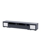 Meuble TV noir à assembler pour 2 personnes, style rotin, avec LED, 82"