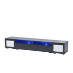 Meuble TV noir à assembler pour 2 personnes, style rotin, avec LED, 82"