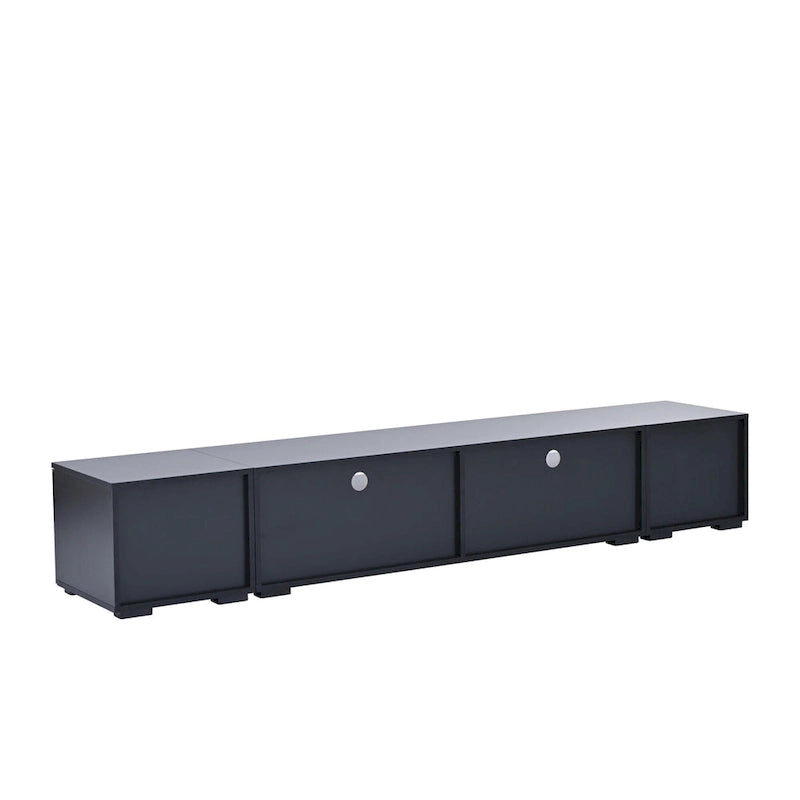 Meuble TV noir à assembler pour 2 personnes, style rotin, avec LED, 82"