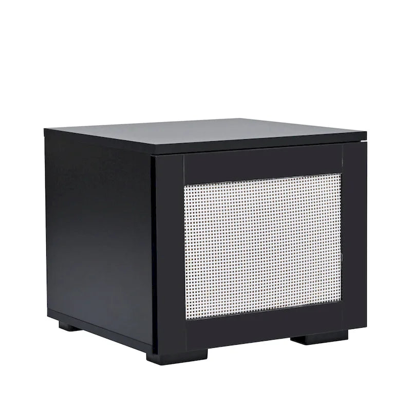 Meuble TV noir à assembler pour 2 personnes, style rotin, avec LED, 82"