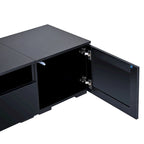Meuble TV noir à assembler pour 2 personnes, style rotin, avec LED, 82"
