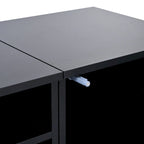 Meuble TV noir à assembler pour 2 personnes, style rotin, avec LED, 82"
