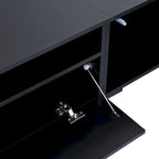 Meuble TV noir à assembler pour 2 personnes, style rotin, avec LED, 82"