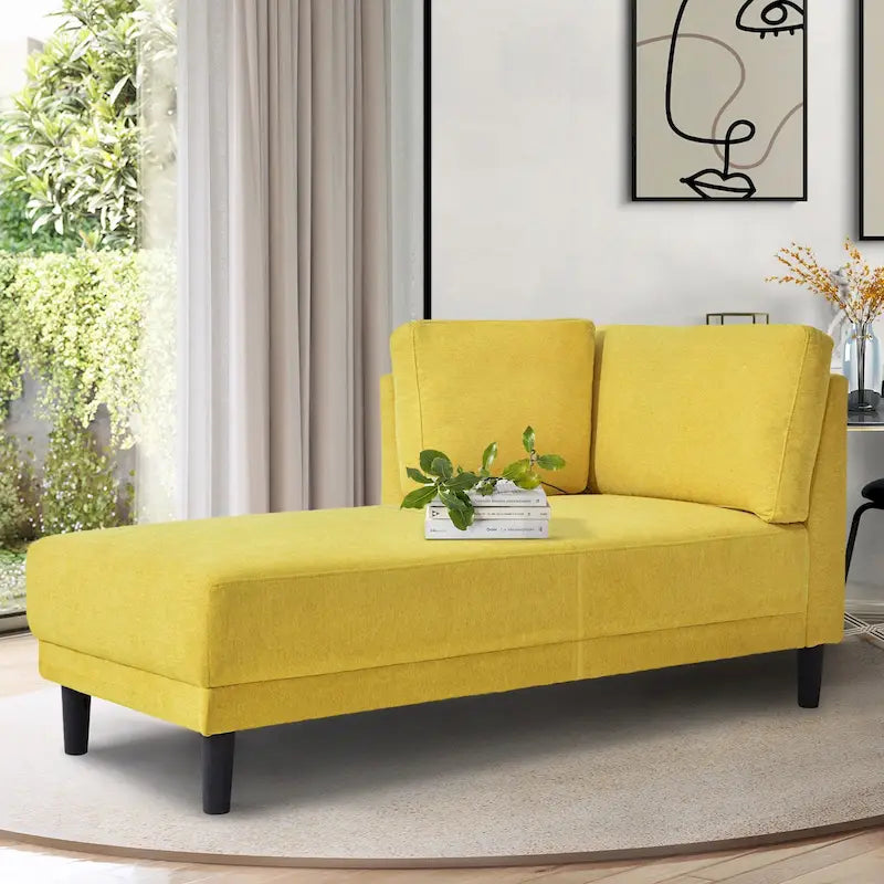 Chauffeuse d'angle en polyester bleu / gris / jaune, 1 à 2 places