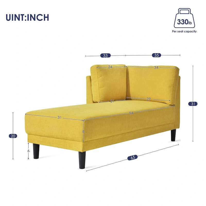 Chauffeuse d'angle en polyester bleu / gris / jaune, 1 à 2 places