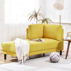 Chauffeuse d'angle en polyester bleu / gris / jaune, 1 à 2 places