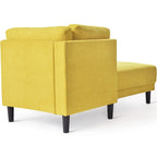 Chauffeuse d'angle en polyester bleu / gris / jaune, 1 à 2 places