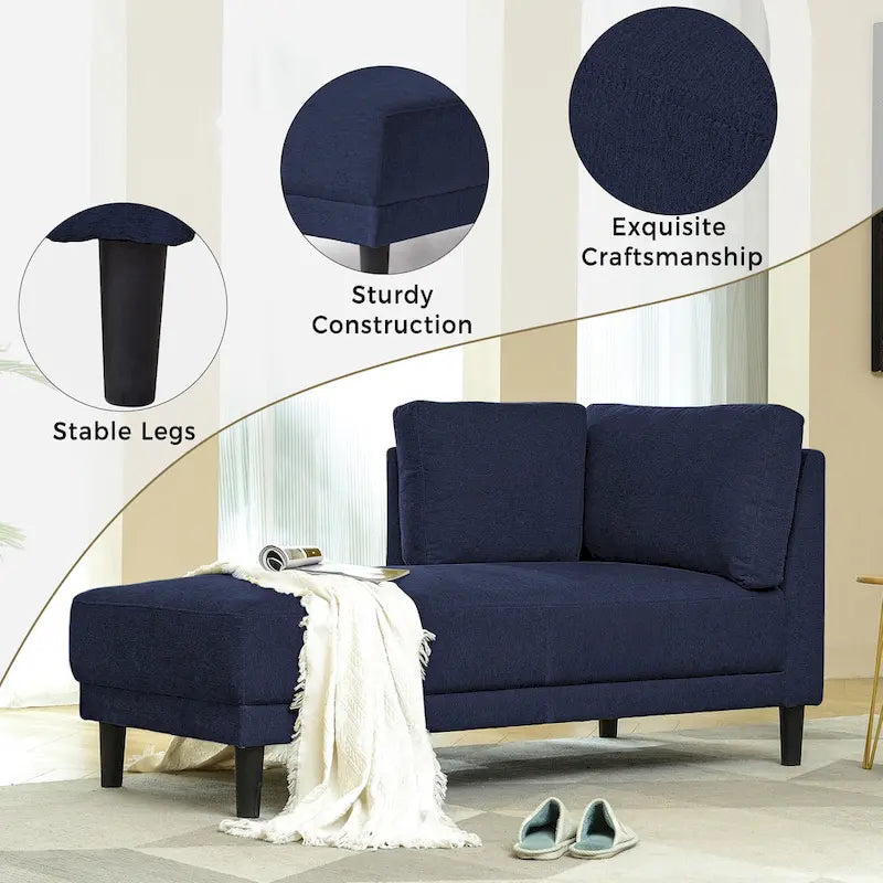Chauffeuse d'angle en polyester bleu / gris / jaune, 1 à 2 places
