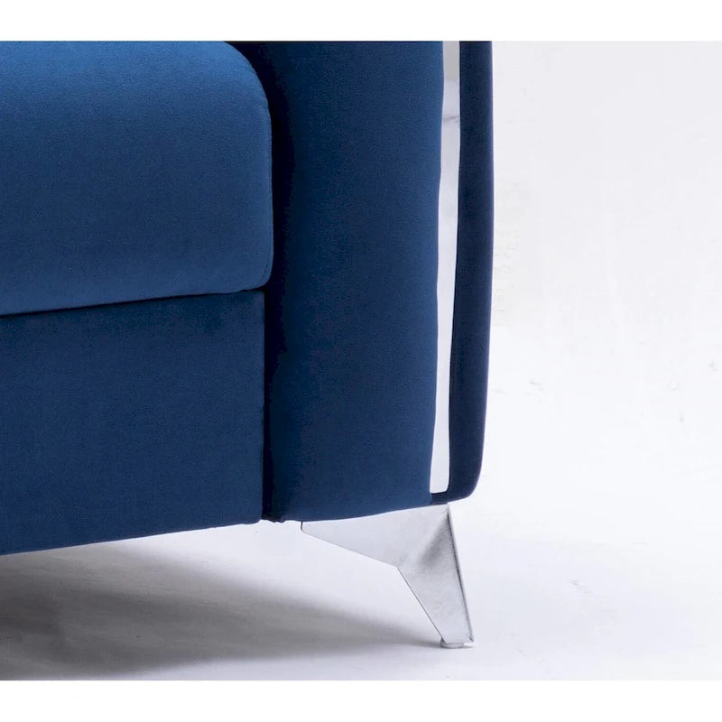 Fauteuil d'appoint en velours bleu, style contemporain, une place