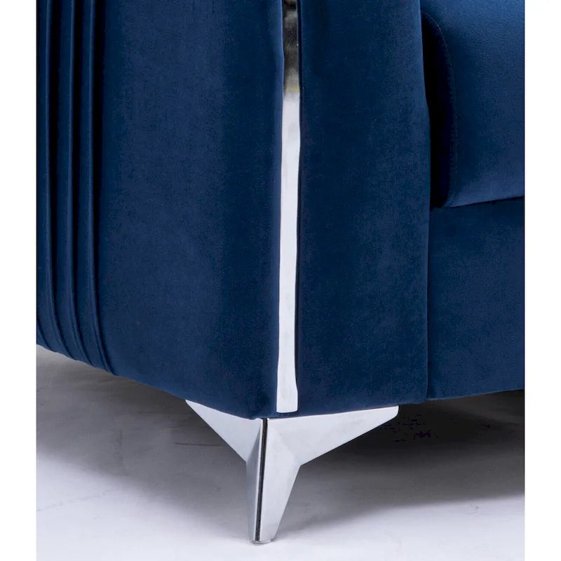 Fauteuil d'appoint en velours bleu, style contemporain, une place