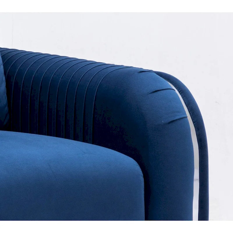 Fauteuil d'appoint en velours bleu, style contemporain, une place