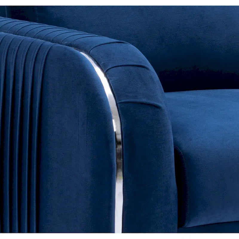 Fauteuil d'appoint en velours bleu, style contemporain, une place