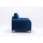 Fauteuil d'appoint en velours bleu, style contemporain, une place