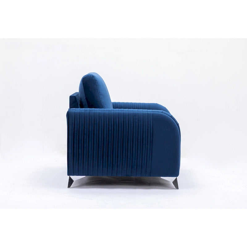 Fauteuil d'appoint en velours bleu, style contemporain, une place