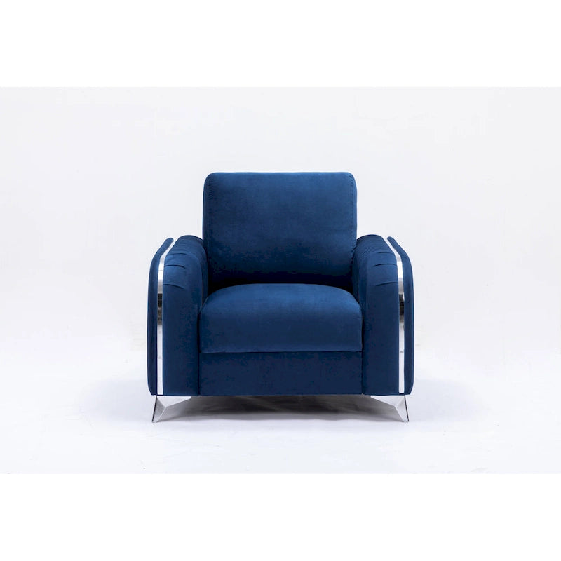 Fauteuil d'appoint en velours bleu, style contemporain, une place